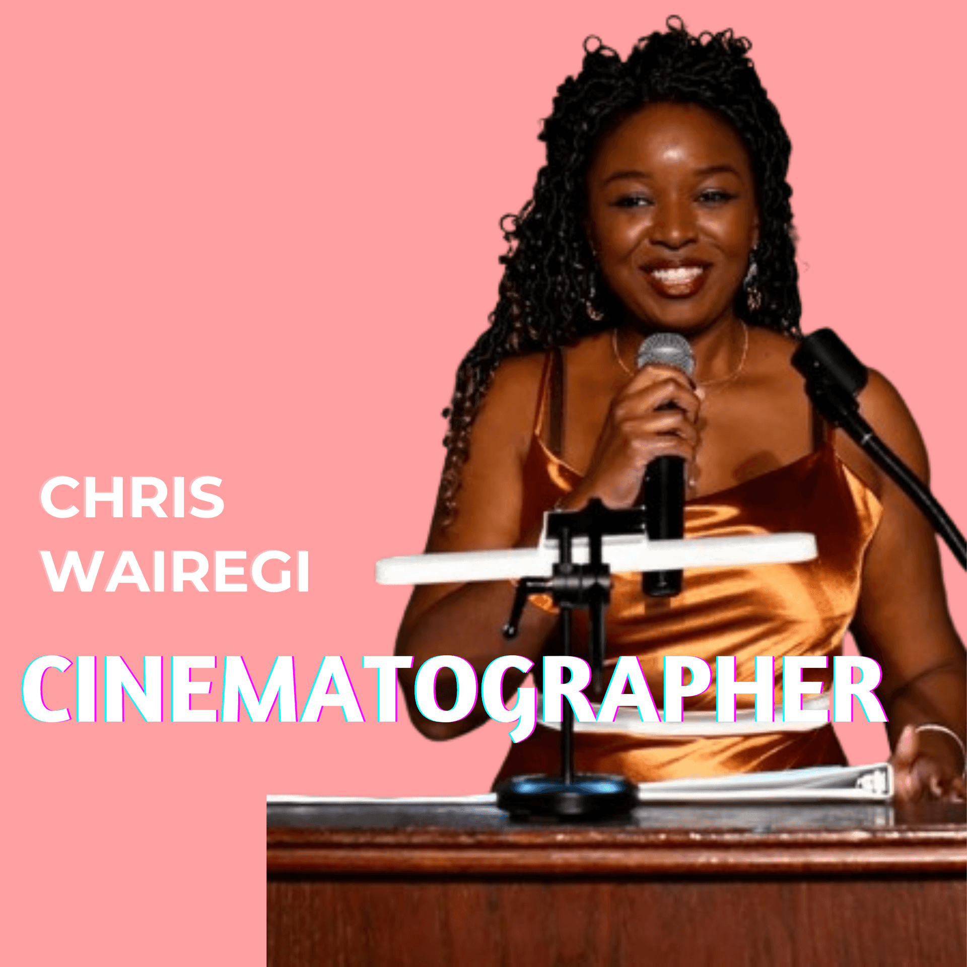 black woman in brown satin dress with faux locs at an awards show